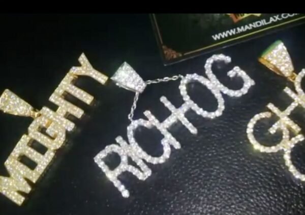 Customized Diamond Name Pendant with Tennis Chain - Image 5