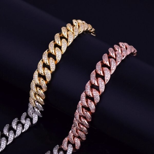Iced Out Trio tone Miami Cuban Link Chain - Image 7