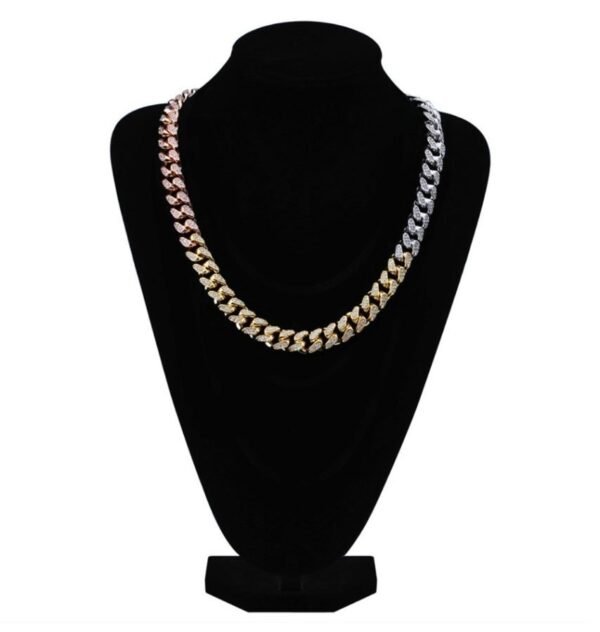 Iced Out Trio tone Miami Cuban Link Chain - Image 9
