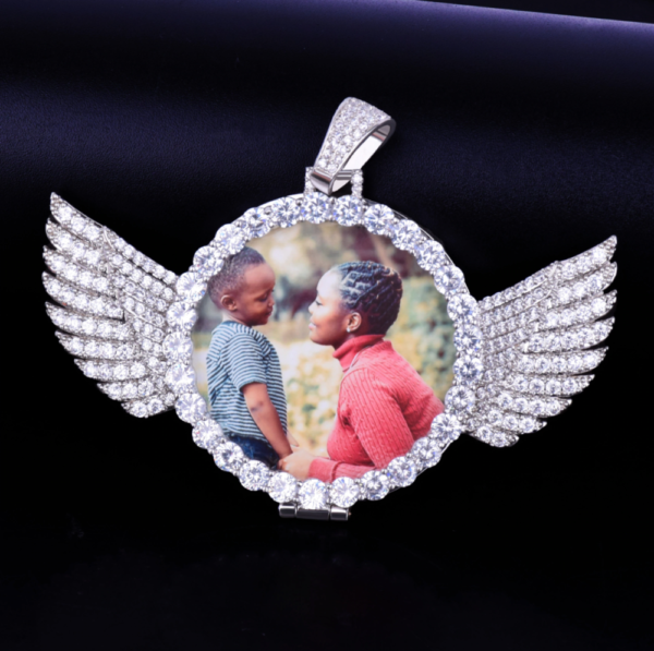 Custom Wings Photo Pendant with Chain - Image 4