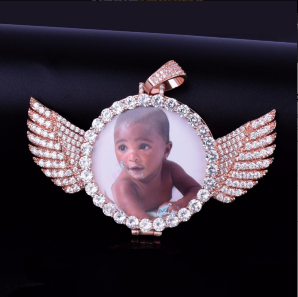 Custom Wings Photo Pendant with Chain - Image 6