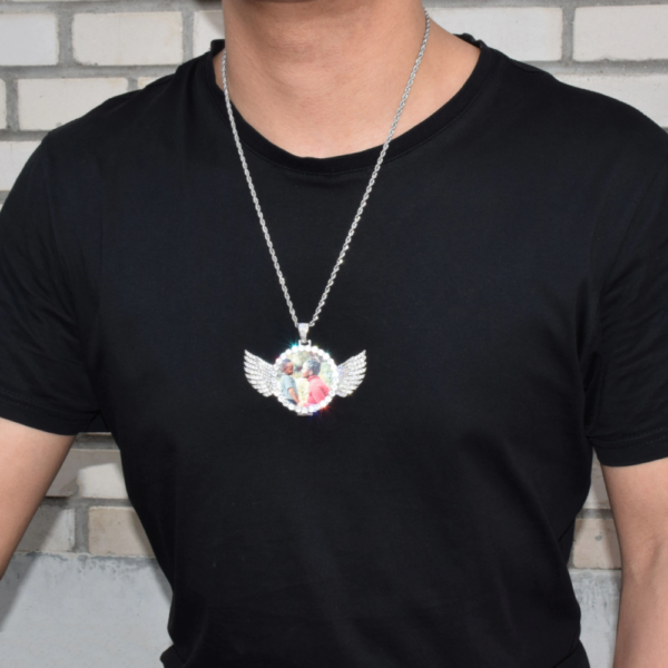 Custom Wings Photo Pendant with Chain - Image 7