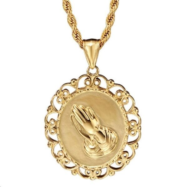 Gold Framed Praying hands Chain