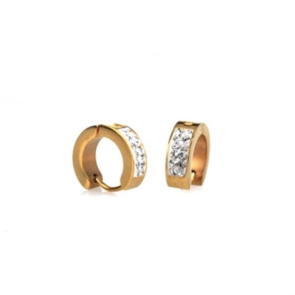 Dual row Diamond Huggie Earrings - Image 2
