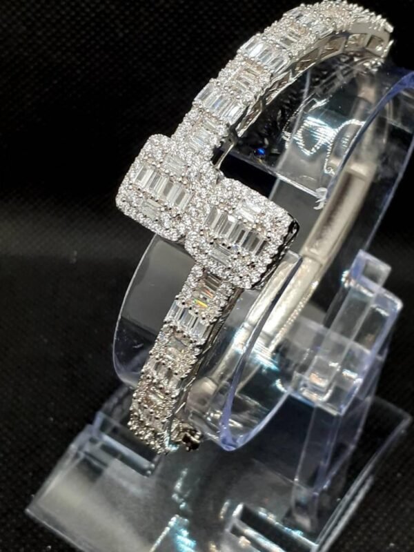Iced Out Silver Baguette Bangle - Image 8