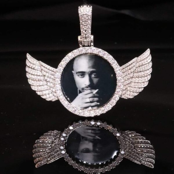 Custom Wings Photo Pendant with Chain - Image 2