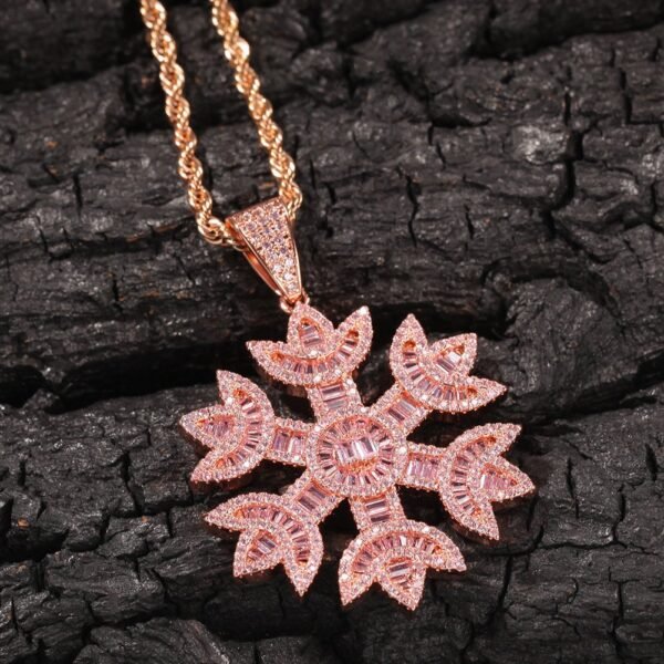 Iced Out Pink Diamond Snowflakes Chain - Image 2