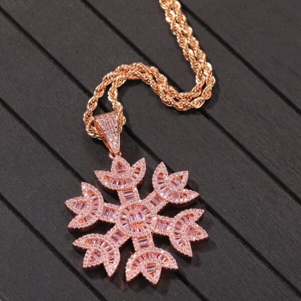 Iced Out Pink Diamond Snowflakes Chain - Image 3