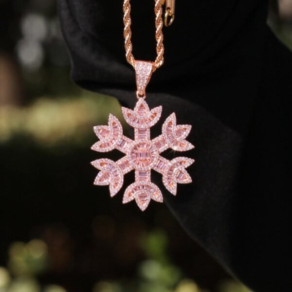 Iced Out Pink Diamond Snowflakes Chain - Image 4